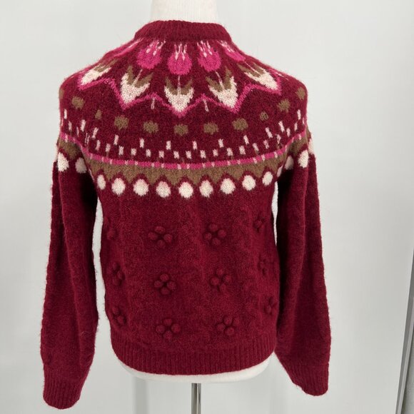 Scotch & Soda Amsterdam Women’s M Medium Pink Red Floral Alpaca Wool Sweater - Picture 2 of 7